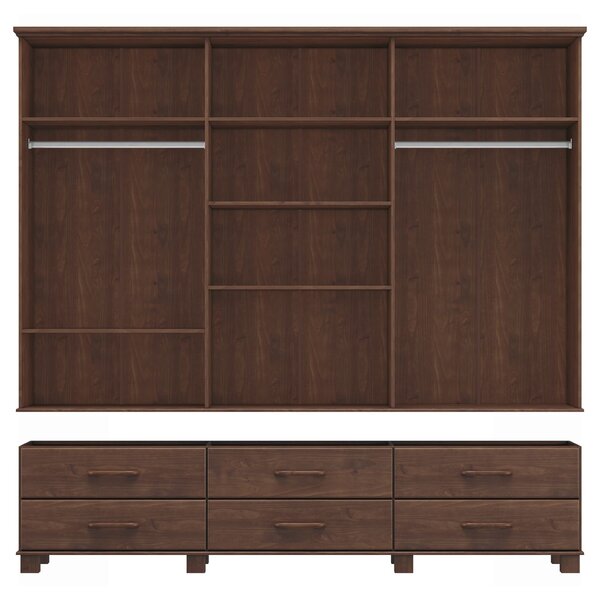 Guarda-roupa Bipartido 6 Portas 6 Gavetas 100% Madeira Maciça Linha Ouro Café - Imagem 6