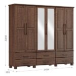 Guarda-roupa Bipartido 6 Portas 6 Gavetas 100% Madeira Maciça Linha Ouro Café - Imagem 7