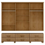 Guarda-roupa Bipartido 6 Portas 6 Gavetas Ouro Freijó Madeira Pinus - Finestra - Imagem 3