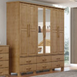 Guarda-roupa Bipartido 6 Portas 6 Gavetas Ouro Freijó Madeira Pinus - Finestra