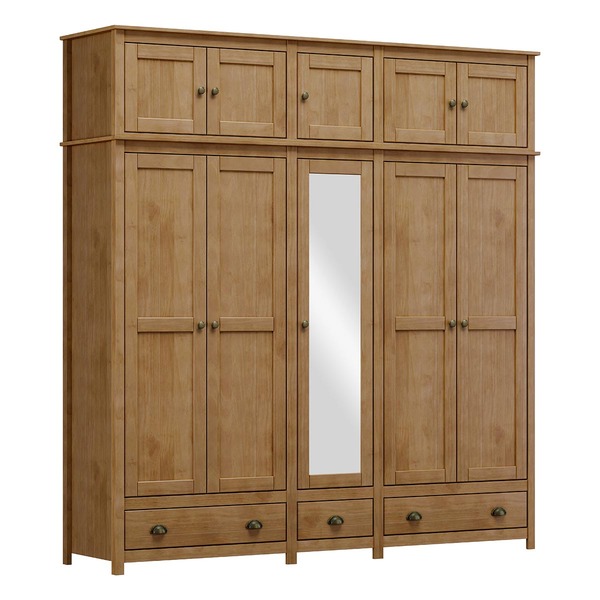 Guarda-roupa Casal 10 Portas 3 Gavetas Topázio Freijó Madeira Pinus - Finestra - Imagem 5