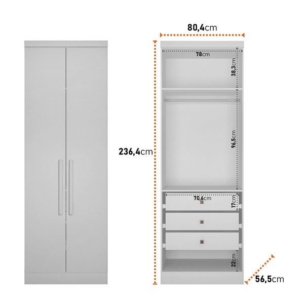 Guarda-roupa Casal 12 Portas 7 Peças Modulado Cairo Neve - Imagem 9