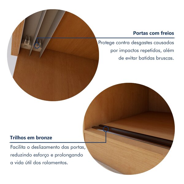 Guarda-roupa Casal 2 Portas 2 Gavetas Zeine Com Espelho - Imagem 6