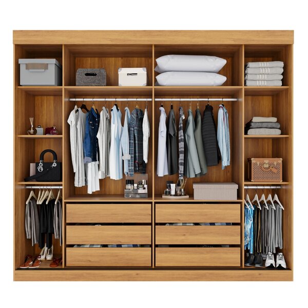 Guarda Roupa Casal 2 Portas 6 Gavetas Trancoso Cinamomo/off White - Imagem 3