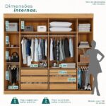 Guarda Roupa Casal 2 Portas 6 Gavetas Trancoso Cinamomo/off White - Imagem 4