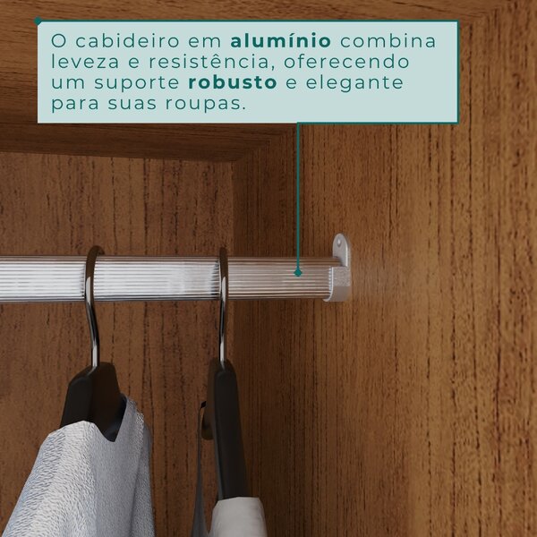 Guarda Roupa Casal 2 Portas 6 Gavetas Trancoso Cinamomo/off White - Imagem 7