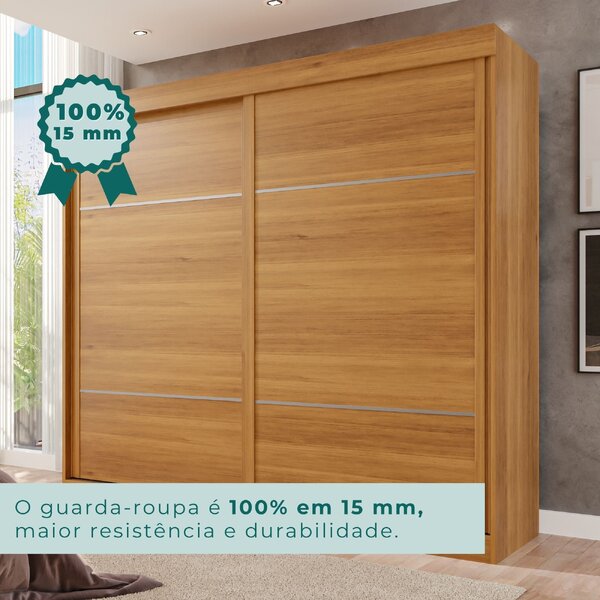 Guarda Roupa Casal 2 Portas 6 Gavetas Trancoso Cinamomo/off White - Imagem 8
