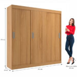 Guarda Roupa Casal 3 Portas De Correr 2 Gavetas Lisboa Evidência Móveis - Imagem 2