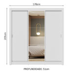 Guarda-roupa Casal 3 Portas De Correr Com Espelho Branco Flórida Madesa - Imagem 8