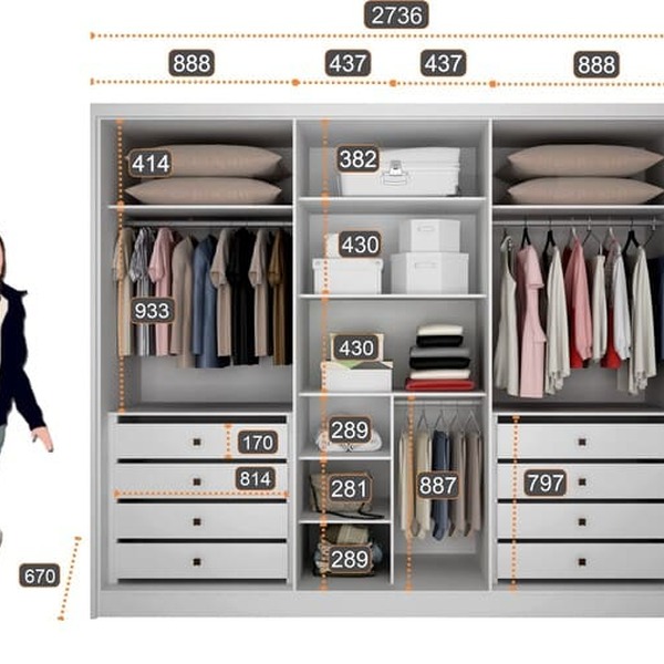 Guarda Roupa Casal 6 Portas 8 Gavetas - Himalaia-branco - Móveis Novo Horizonte - Imagem 5