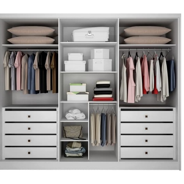 Guarda Roupa Casal 6 Portas 8 Gavetas - Himalaia Ripado-branco - Móveis Novo Horizonte - Imagem 4