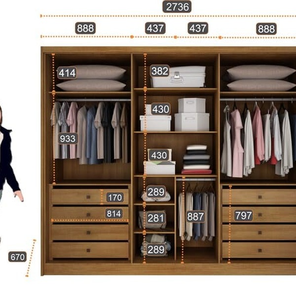 Guarda Roupa Casal 6 Portas 8 Gavetas - Maldivas-cumaru - Móveis Novo Horizonte - Imagem 3