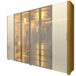 Guarda-roupa Casal 6 Portas Com 4 Portas Reflecta Com Pés Com Led Innova 100% Mdf Naturale/off White - Imagem 5