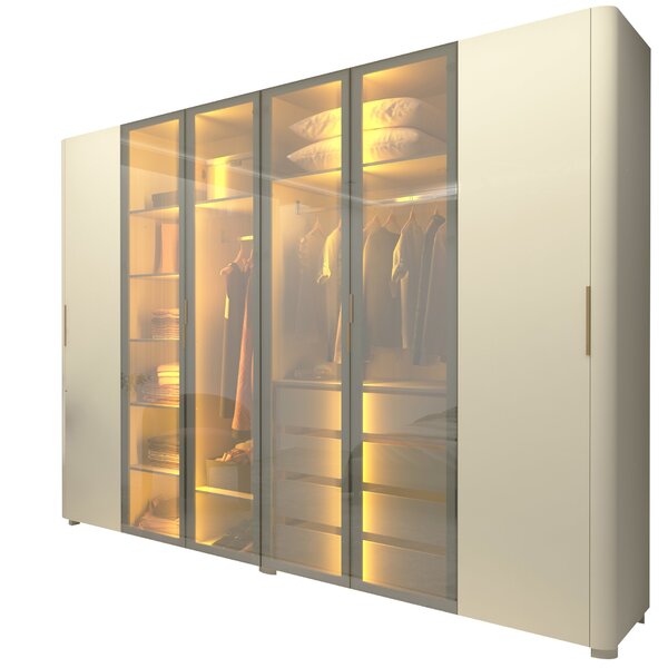 Guarda-roupa Casal 6 Portas Com 4 Portas Reflecta Com Pés Com Led Innova 100% Mdf Off White - Imagem 5