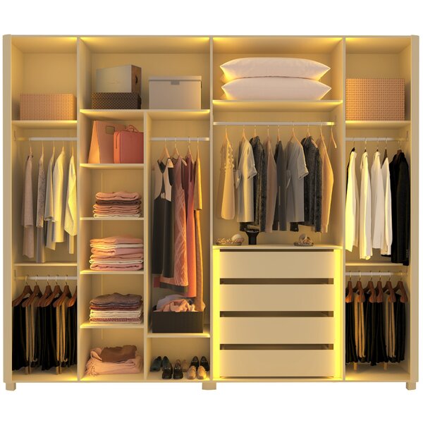 Guarda-roupa Casal 6 Portas Com 4 Portas Reflecta Com Pés Com Led Innova 100% Mdf Off White - Imagem 6