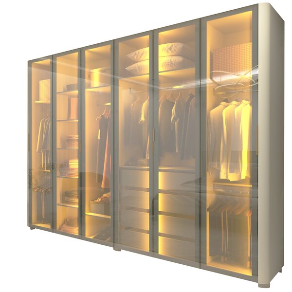 Guarda-roupa Casal 6 Portas Com 6 Portas Reflecta Com Pés Com Led Innova 100% Mdf Off White - Imagem 5