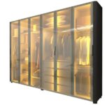 Guarda-roupa Casal 6 Portas Com 6 Portas Reflecta Com Pés Com Led Innova 100% Mdf Preto Acetinado - Imagem 7