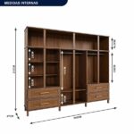 Guarda-roupa Casal Com Espelho 12 Portas 4 Gavetas Rio Branco Premium Yescasa Ypê - Imagem 3