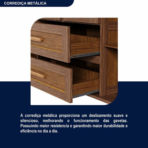 Guarda-roupa Casal Com Espelho 12 Portas 4 Gavetas Rio Branco Premium Yescasa Ypê - Imagem 4