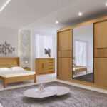 Guarda Roupa Casal Com Espelho 3 Portas 6 Gavetas - Los Angeles Ripado-cinamomo - Móveis D'doro