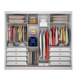 Guarda Roupa Casal Com Espelho 3 Portas De Correr 8 Gavetas - Londres-branco - Móveis Novo Horizonte - Imagem 2