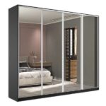 Guarda-roupa Casal Com Espelho Zermatt 100% Mdf 4 Pt 6 Gv Preto