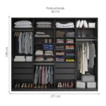 Guarda-roupa Casal Com Espelho Zermatt 100% Mdf 4 Pt 6 Gv Preto - Imagem 4
