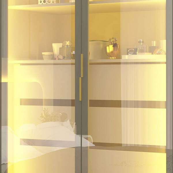 Guarda Roupa Casal Com Vidro Reflecta Led 6 Portas Com Pés Em Mdf Absolut New Gelius - Imagem 4