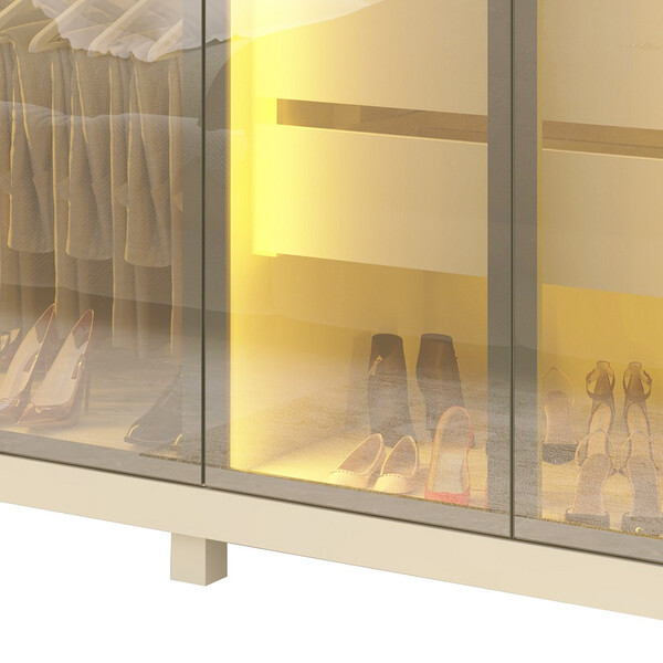 Guarda Roupa Casal Com Vidro Reflecta Led 6 Portas Com Pés Em Mdf Absolut New Gelius - Imagem 5