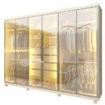 Guarda Roupa Casal Com Vidro Reflecta Led 6 Portas Com Pés Em Mdf Absolut New Gelius - Imagem 7