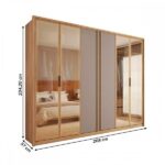 Guarda-roupa Casal Cristal 6 Portas Reflecta 4 Gavetas Buriti/fendi - Caemmun - Imagem 4