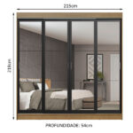 Guarda-roupa Casal Madesa Austin 4 Portas De Correr De Espelho 3 Gavetas - Imagem 5