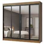 Guarda-roupa Casal Madesa Austin 4 Portas De Correr De Espelho 3 Gavetas - Imagem 9