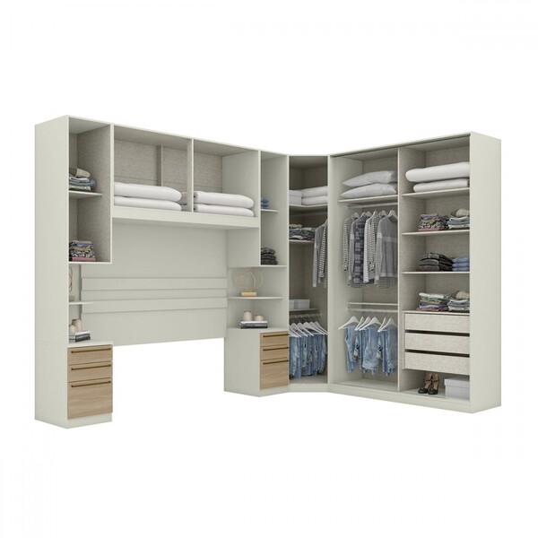 Guarda-roupa Casal Modulado Seletto 9 Portas 9 Gavetas Com Espelho Areia Hp/jequitibá - Henn - Imagem 3