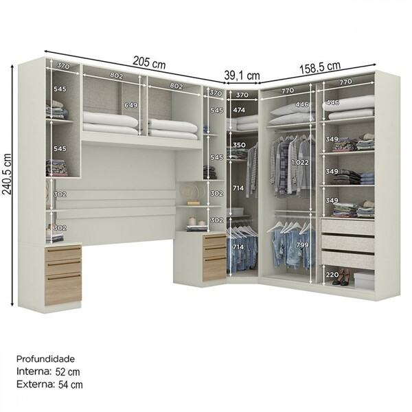Guarda-roupa Casal Modulado Seletto 9 Portas 9 Gavetas Com Espelho Areia Hp/jequitibá - Henn - Imagem 6