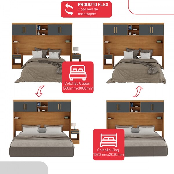 Guarda-roupa Casal Modulado Soberano 11 Portas 5 Gavetas Cinamomo/chumbo - Panorama Móveis - Imagem 3