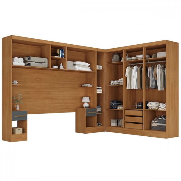 Guarda-roupa Casal Modulado Soberano 11 Portas 5 Gavetas Cinamomo/chumbo - Panorama Móveis - Imagem 6