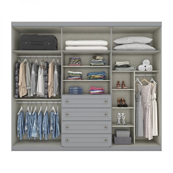 Guarda Roupa Casal Nova York 6 Portas 4 Gavetas Espresso Móveis Cinza - Imagem 3