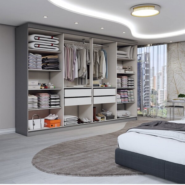 Guarda-roupa Casal Odisseia 8 Portas 4 Gavetas Com Espelho Onix - Panorama Móveis - Imagem 3