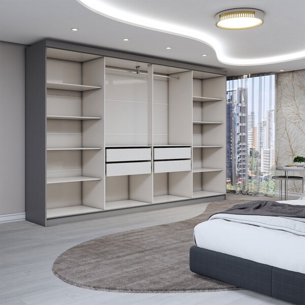 Guarda-roupa Casal Odisseia 8 Portas 4 Gavetas Com Espelho Onix - Panorama Móveis - Imagem 5