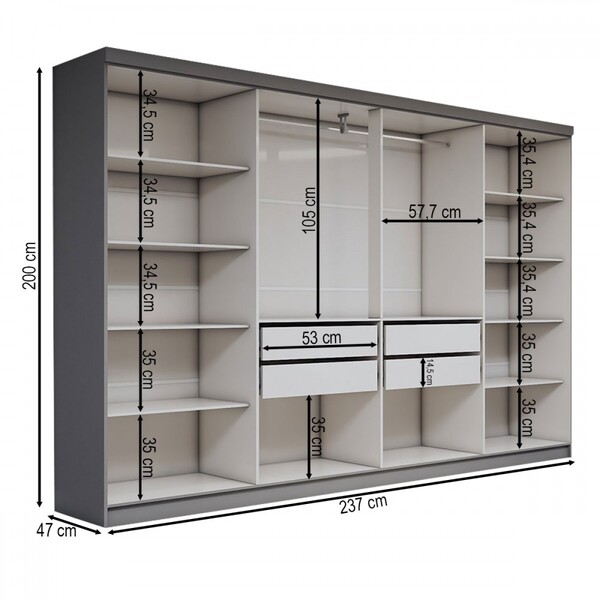 Guarda-roupa Casal Odisseia 8 Portas 4 Gavetas Com Espelho Onix - Panorama Móveis - Imagem 7