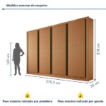 Guarda Roupa Casal Premium Liv 279,3cm 4 Portas 4 Gavetas Espresso Móveis Carvalho - Imagem 6
