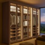 Guarda-roupa Casal Reflecta Com Led 6 Portas 100% Mdf Com Pés Solaris Amêndoa Clean - Imagem 4