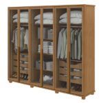 Guarda-roupa Casal Reflecta Com Led 6 Portas 100% Mdf Com Pés Solaris Amêndoa Clean - Imagem 2