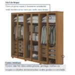 Guarda-roupa Casal Reflecta Com Led 6 Portas 100% Mdf Com Pés Solaris Amêndoa Clean - Imagem 3