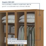 Guarda-roupa Casal Reflecta Com Led 6 Portas 100% Mdf Com Pés Solaris Amêndoa Clean - Imagem 6