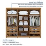 Guarda-roupa Casal Reflecta Com Led 6 Portas 100% Mdf Com Pés Solaris Amêndoa Clean - Imagem 9