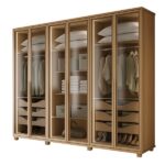 Guarda-roupa Casal Reflecta Com Led 6 Portas 100% Mdf Com Pés Solaris Amêndoa Clean - Imagem 10