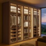 Guarda-roupa Casal Reflecta Com Led 6 Portas 100% Mdf Solaris Amêndoa Clean - Imagem 2