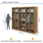 Guarda-roupa Casal Reflecta Com Led 6 Portas 100% Mdf Solaris Amêndoa Clean - Imagem 6
